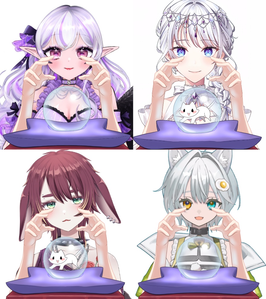 ねこ水晶占いをする手素材