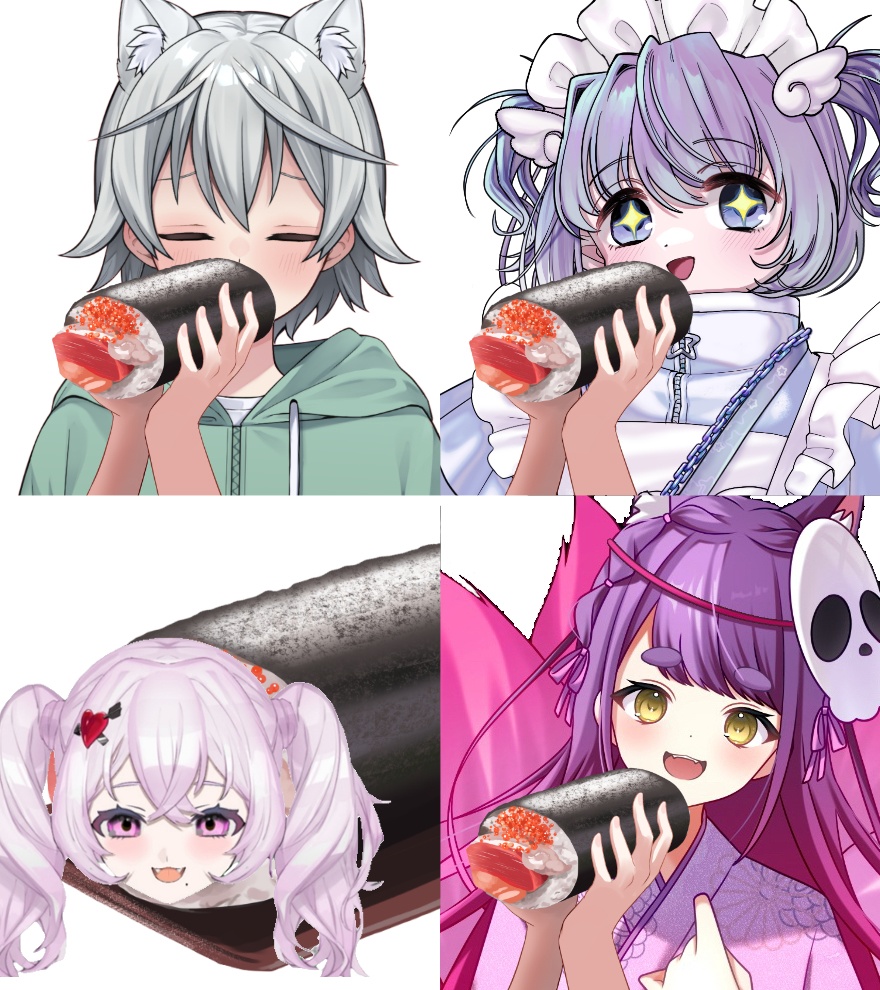 巻きずしを持つ手の素材