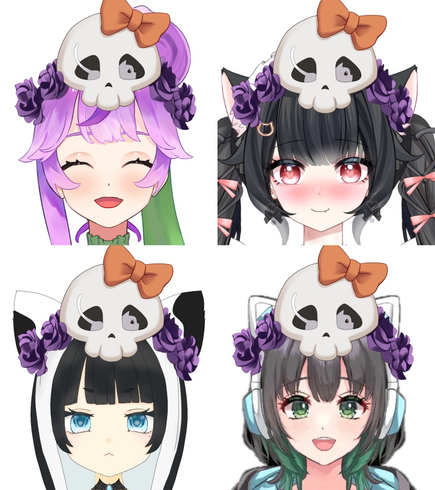 どくろの髪飾り素材