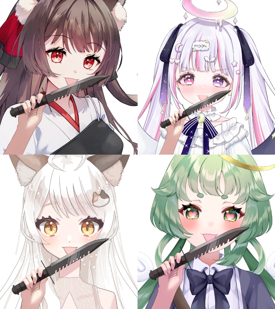 ナイフを舐めるくちと手素材