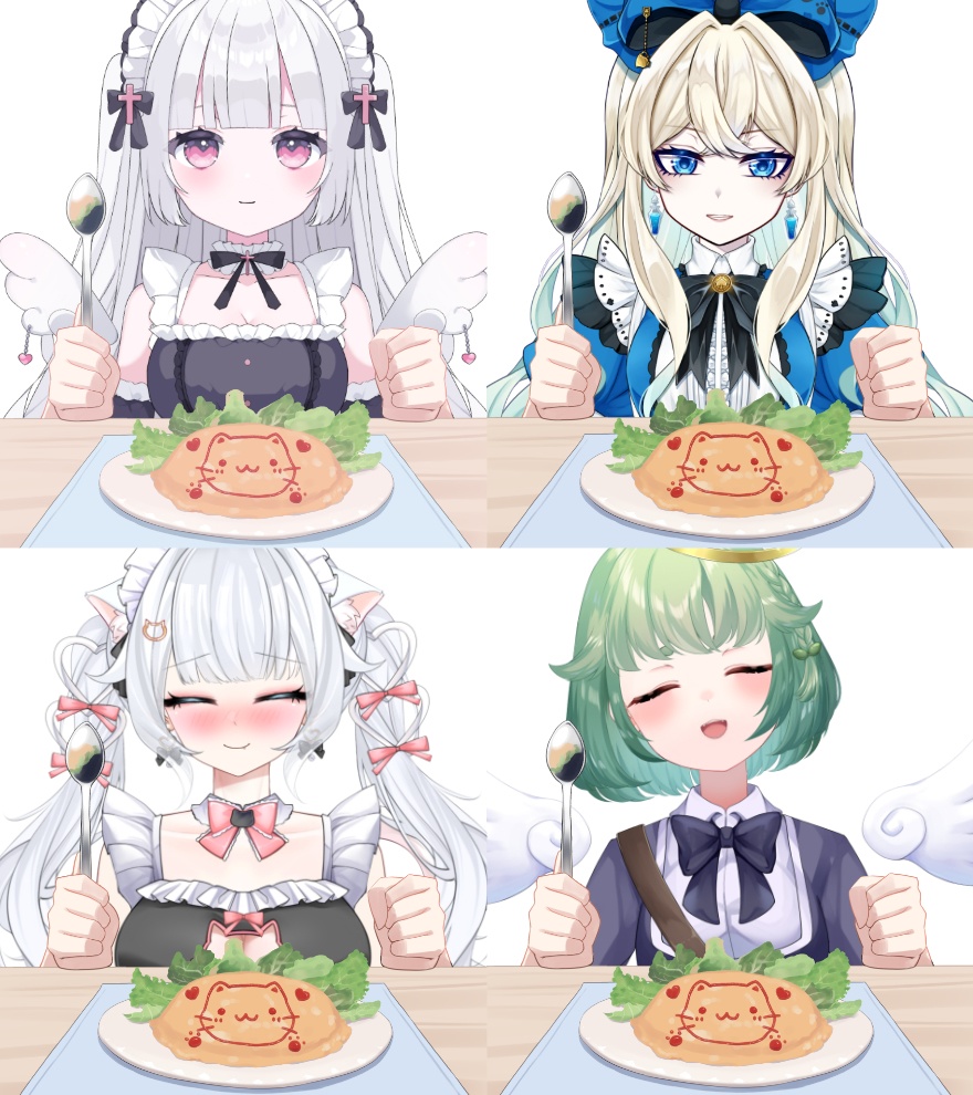 ねこオムライスを食べる手素材