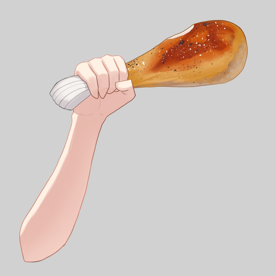 ローストチキンを食べる手素材