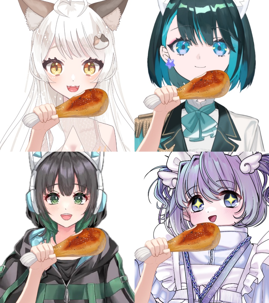 ローストチキンを食べる手素材