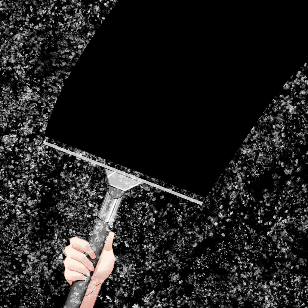 窓掃除(ワイパー)をする手素材