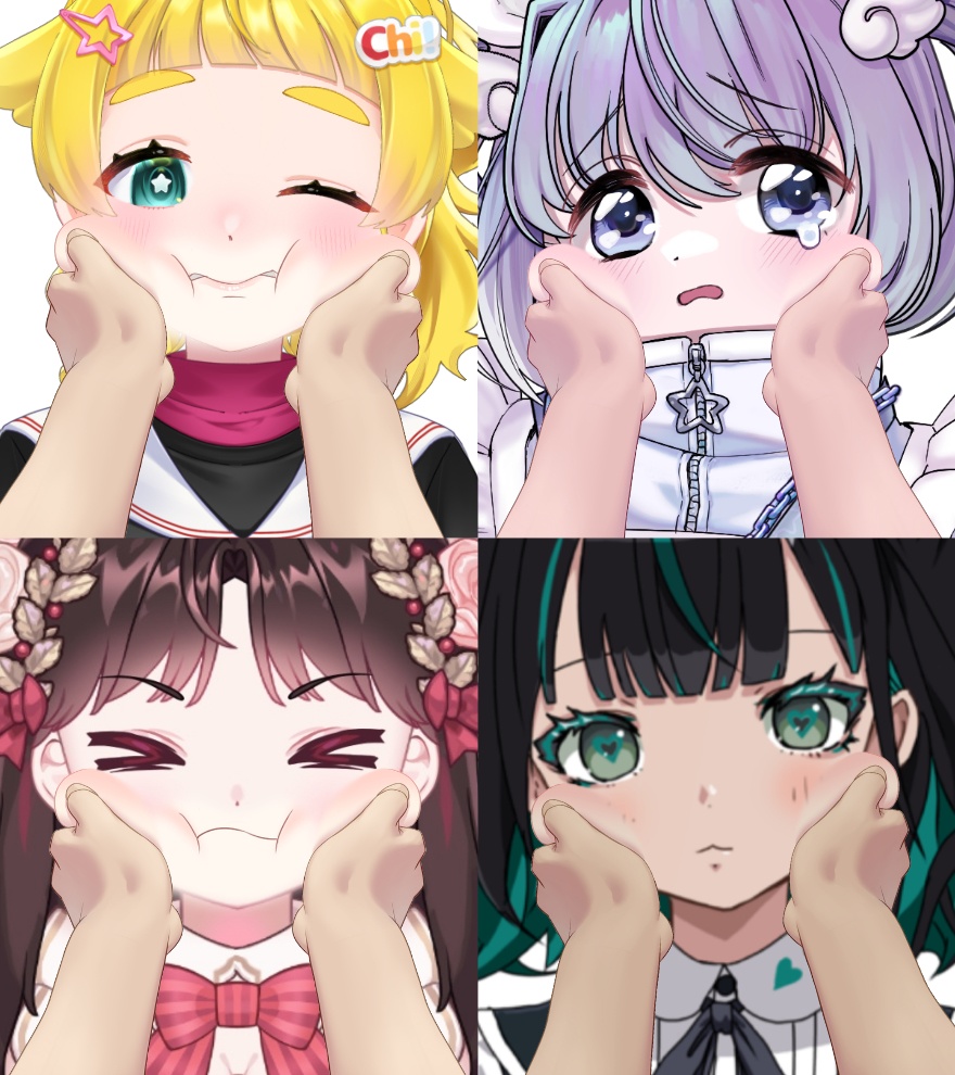 もちもちほっぺを触る手素材