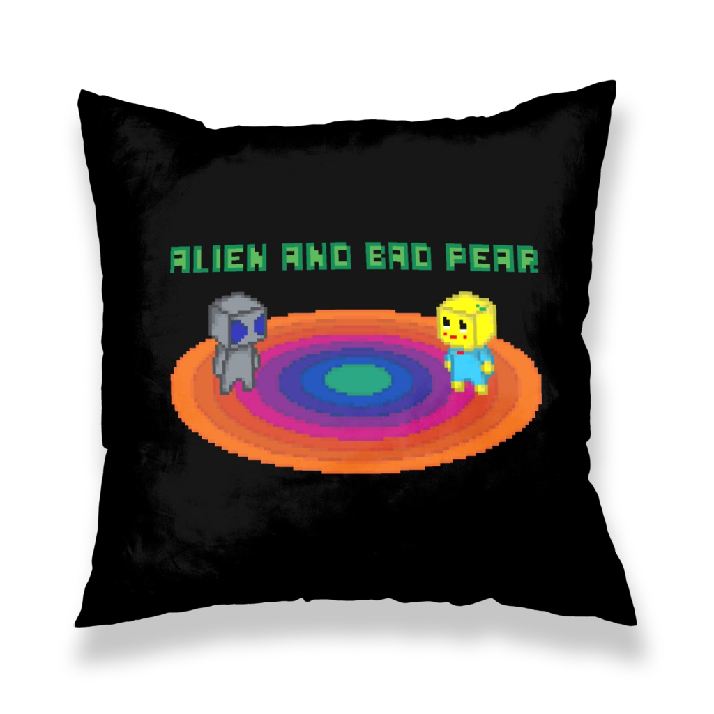 宇宙人と悪い梨ドットクッションカバー