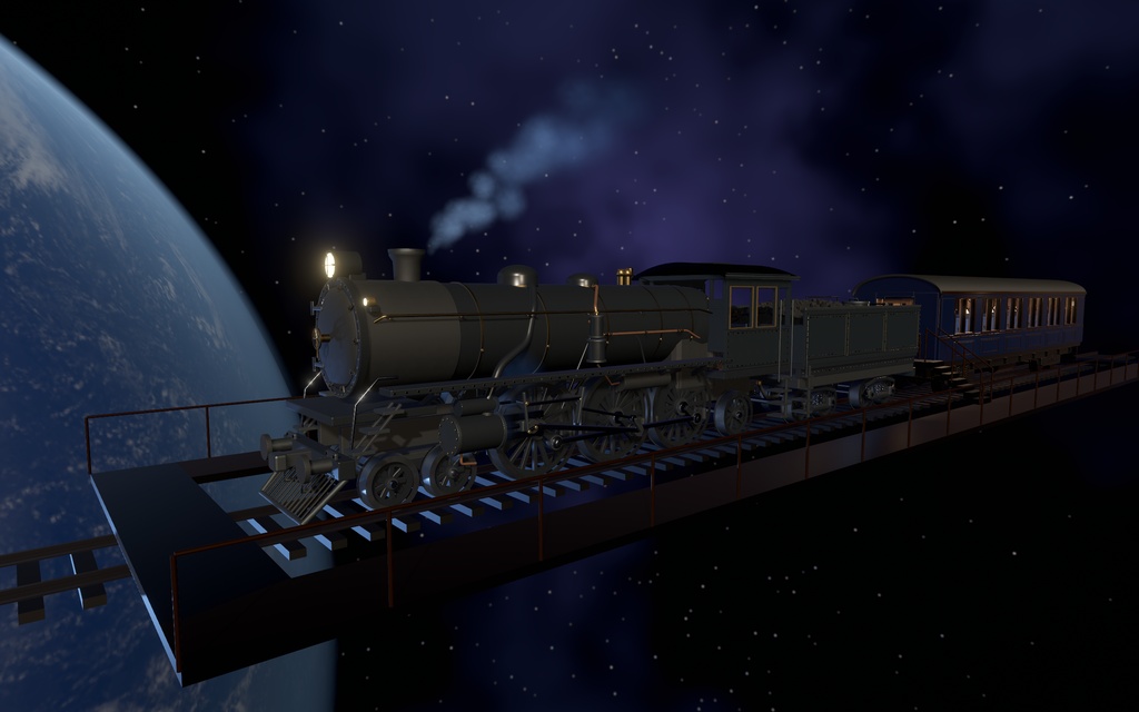 宇宙SL|地球を望む客室付き蒸気列車【PC VRChat / Unity】