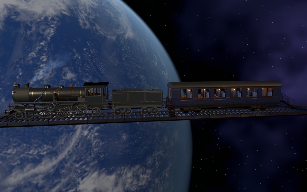 宇宙SL|地球を望む客室付き蒸気列車【PC VRChat / Unity】