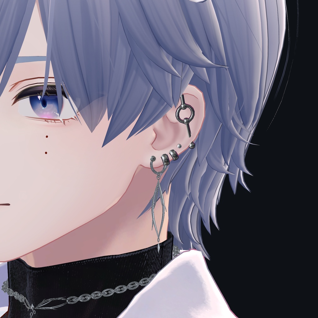 【9月15日12:00まで無料・KOMANO調整済み・PC VRChat】シルバーアクセサリー7種セット|ピアス・ネックレス・腰チェーン