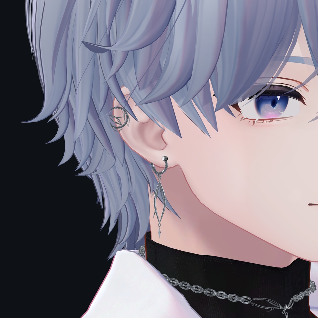 【9月15日12:00まで無料・KOMANO調整済み・PC VRChat】シルバーアクセサリー7種セット|ピアス・ネックレス・腰チェーン
