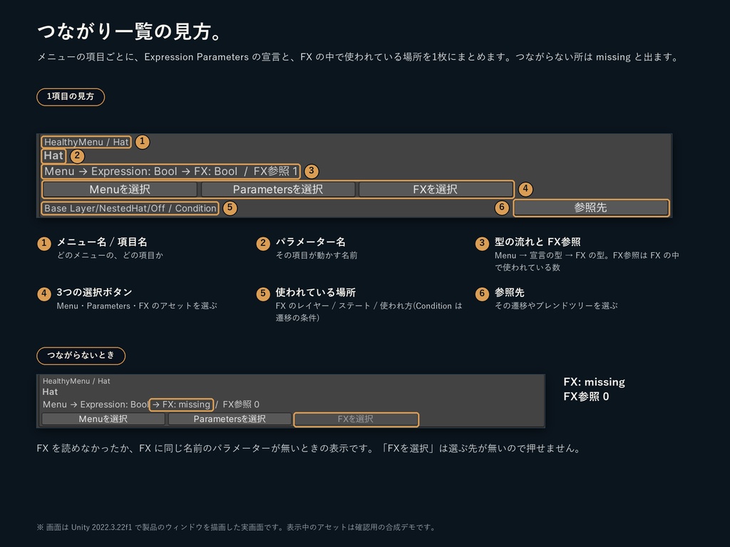 【Unity Editor】Avatar Flow Doctor|メニュー・パラメーター・FXの設定を確認