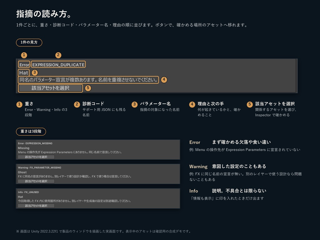 【Unity Editor】Avatar Flow Doctor|メニュー・パラメーター・FXの設定を確認