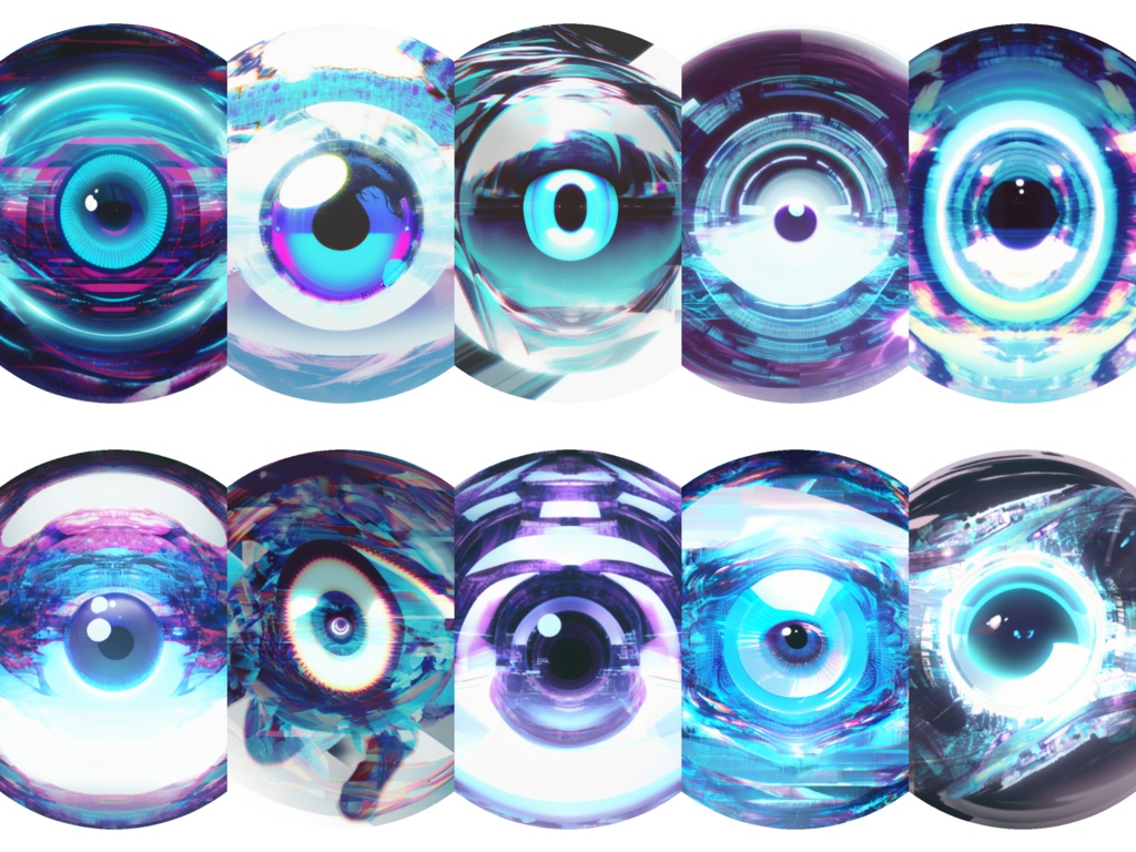 60 Marble Vaporwave Glitched Eye Pack - Retro Vibes with a Digital Twist!
