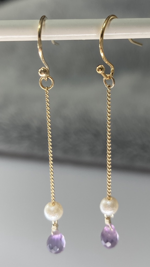 【セット】天然石とシュガーパールのイヤークリップ