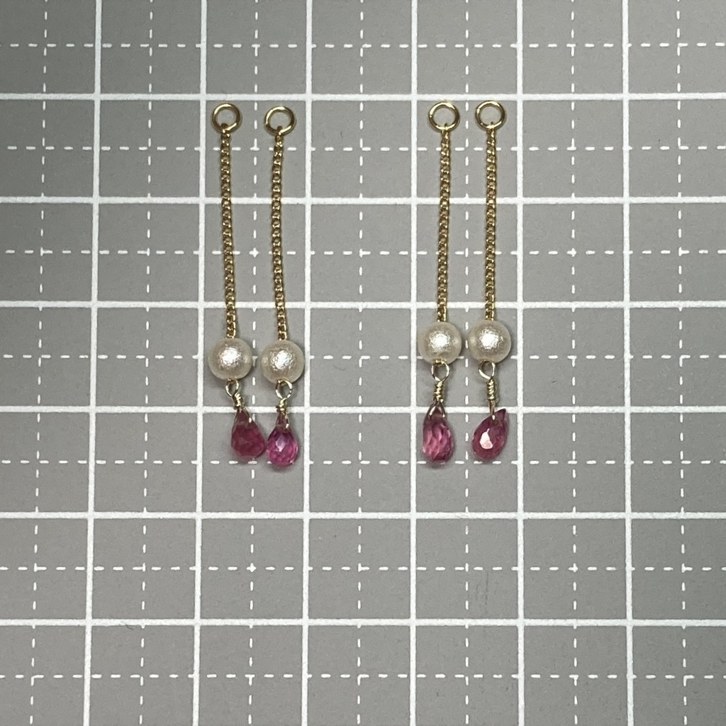 天然石とシュガーパールのピアス / イヤークリップ(ピンク)
