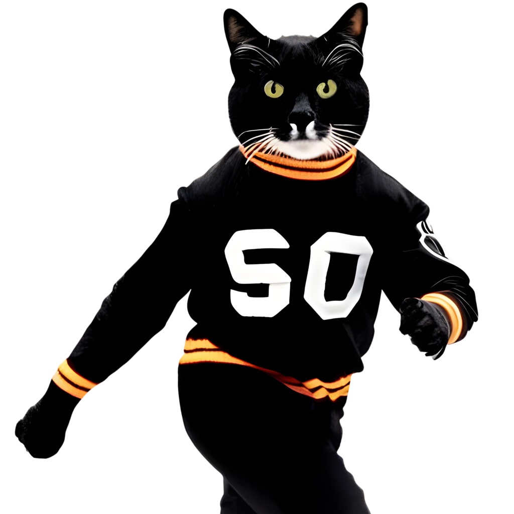 黒白猫のスポーティTシャツ