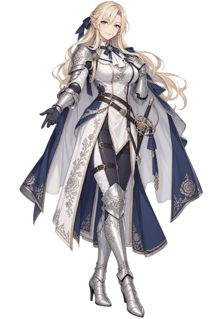 【立ち絵素材】白薔薇の騎士セリア｜全身透過PNG 1点