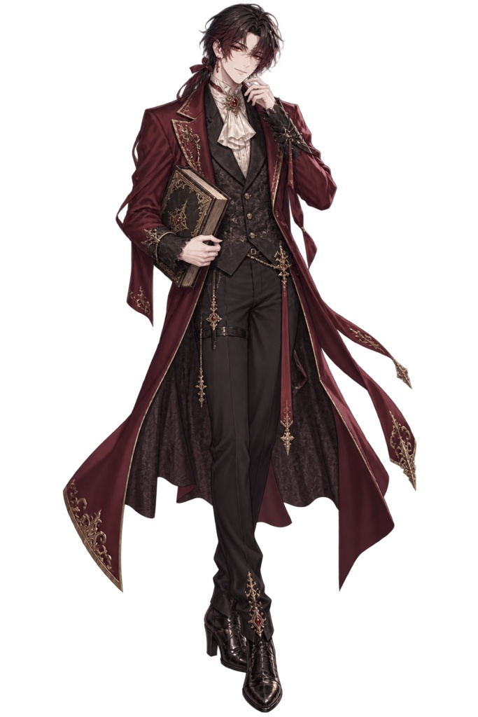 【AI生成・立ち絵素材】夜書庫の吸血鬼ノア|全身透過PNG 1点