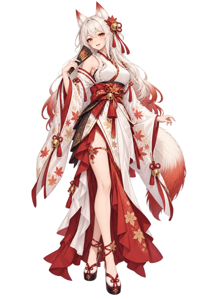 【立ち絵素材】宵灯の狐巫女こはく｜全身透過PNG 1点