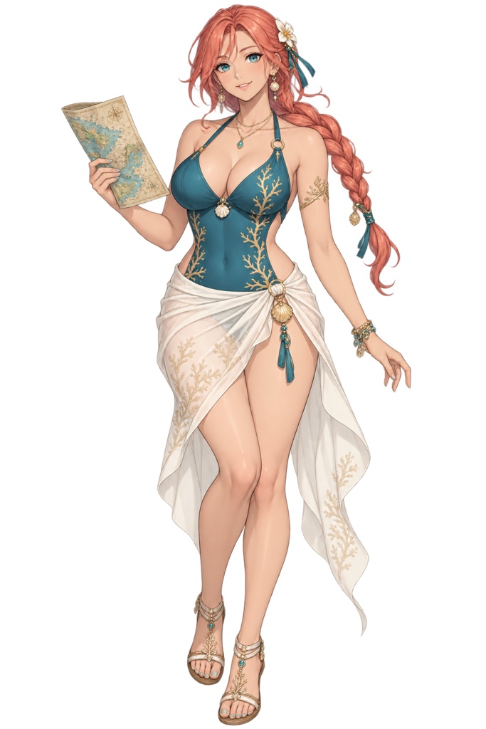 【夏の立ち絵】珊瑚の案内人マリナ｜全身透過PNG 1点