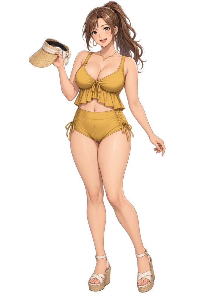 【夏の立ち絵】ひまわりビーチの陽菜｜全身透過PNG 1点