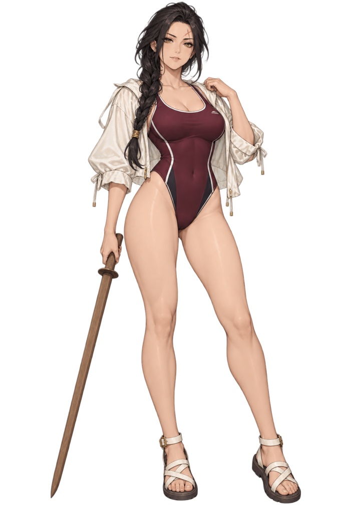 【夏の立ち絵】南風の剣士アヤメ｜全身透過PNG 1点