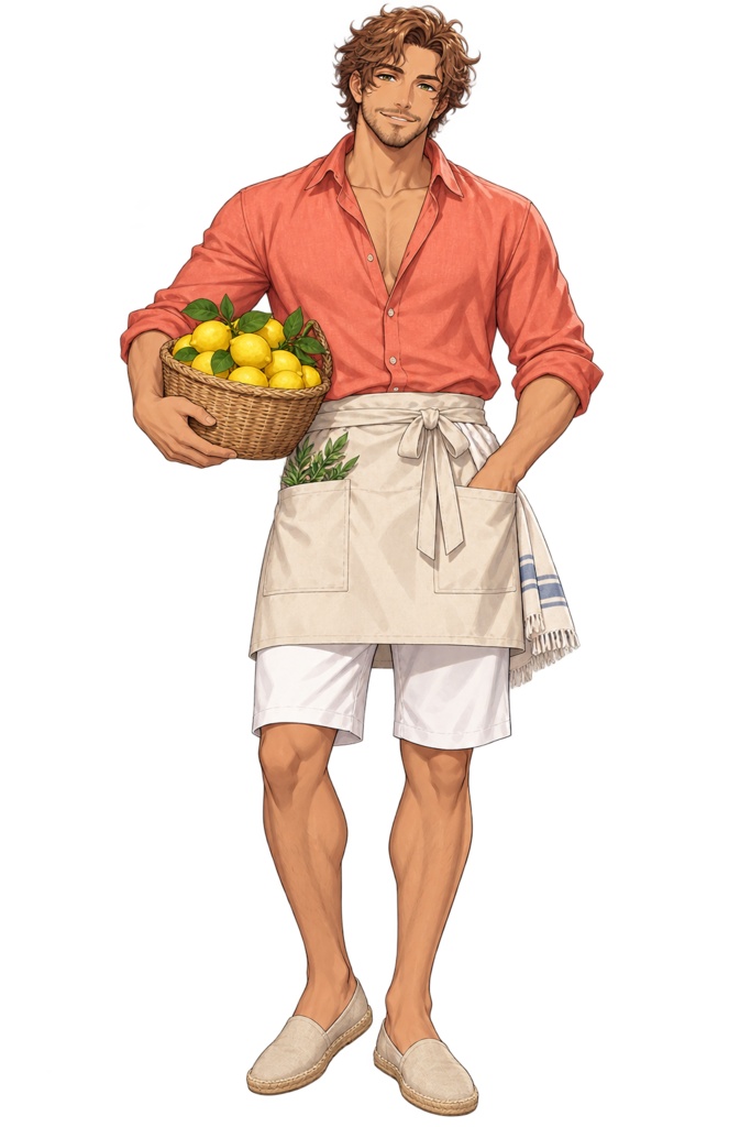 【夏の立ち絵】白砂の料理人エミル｜全身透過PNG 1点