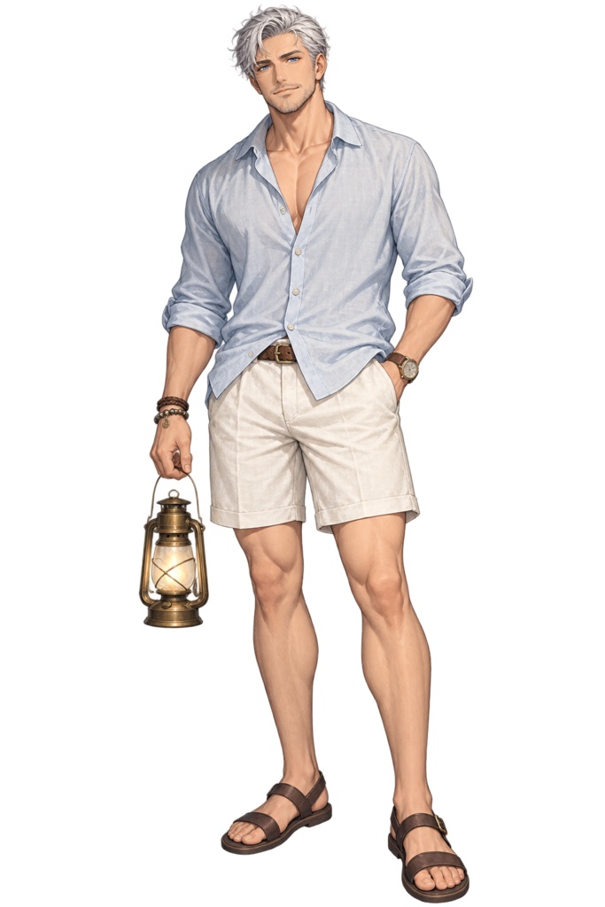 【夏の立ち絵】灯台守の休暇レン|全身透過PNG 1点