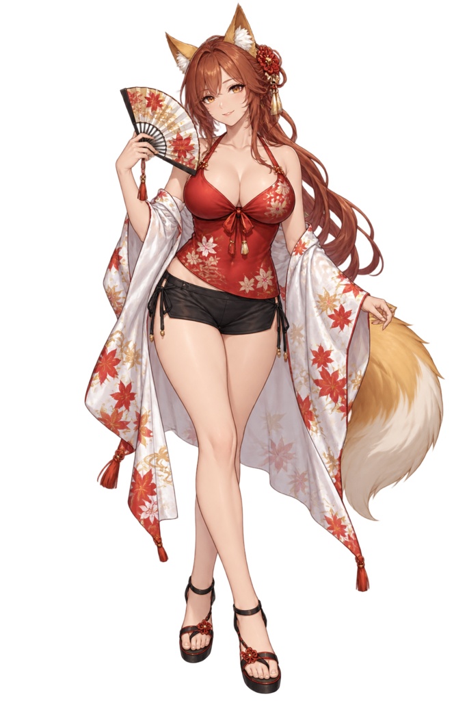 【夏の立ち絵】狐火の海水浴こがね｜全身透過PNG 1点