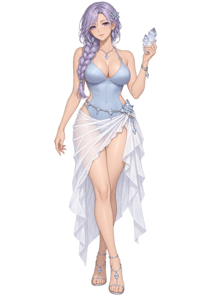【夏の立ち絵】水晶の浜辺ルチル｜全身透過PNG 1点