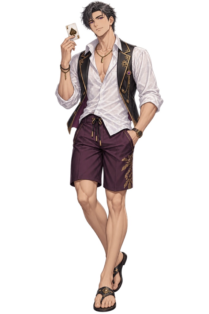 【夏の立ち絵】海辺のマジシャンレオン｜全身透過PNG 1点