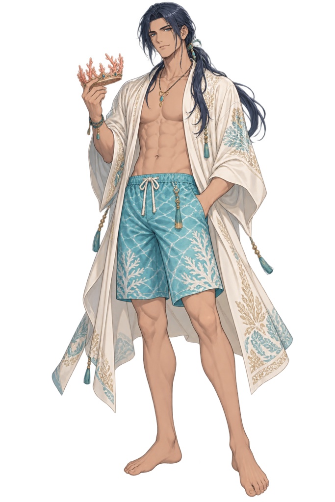 【夏の立ち絵】海王子の休日ナギ｜全身透過PNG 1点