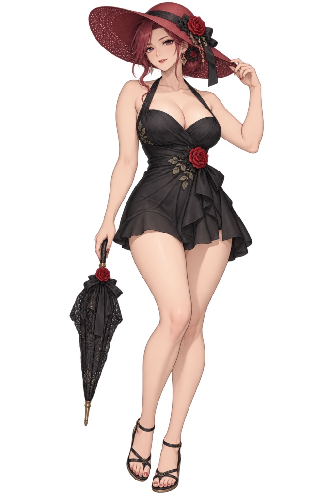 【夏の立ち絵】夏薔薇の令嬢ロゼ｜全身透過PNG 1点