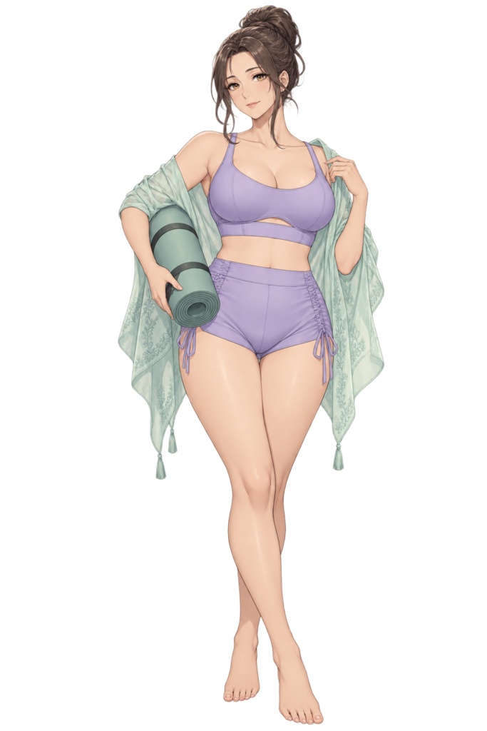 【夏の立ち絵】水上ヨガのユイ｜全身透過PNG 1点
