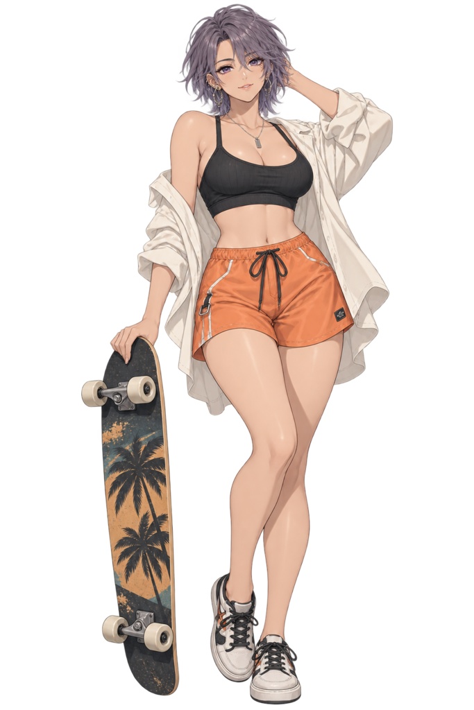 【夏の立ち絵】海風のスケーターノエル｜全身透過PNG 1点
