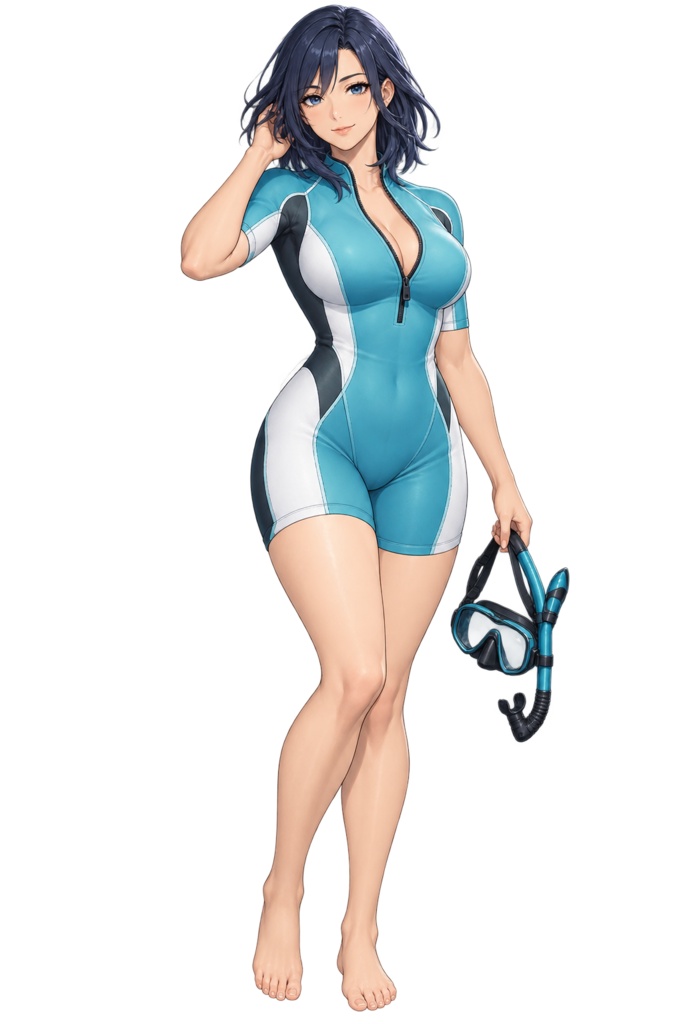 【夏の立ち絵】碧水のインストラクターカナ｜全身透過PNG 1点