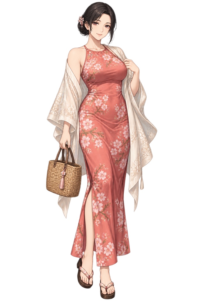 【夏の立ち絵】夕涼みの桜子｜全身透過PNG 1点