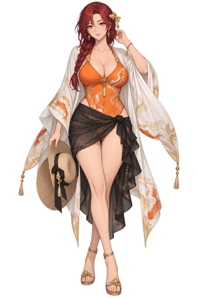 【夏の立ち絵】金魚の水辺あかね｜全身透過PNG 1点