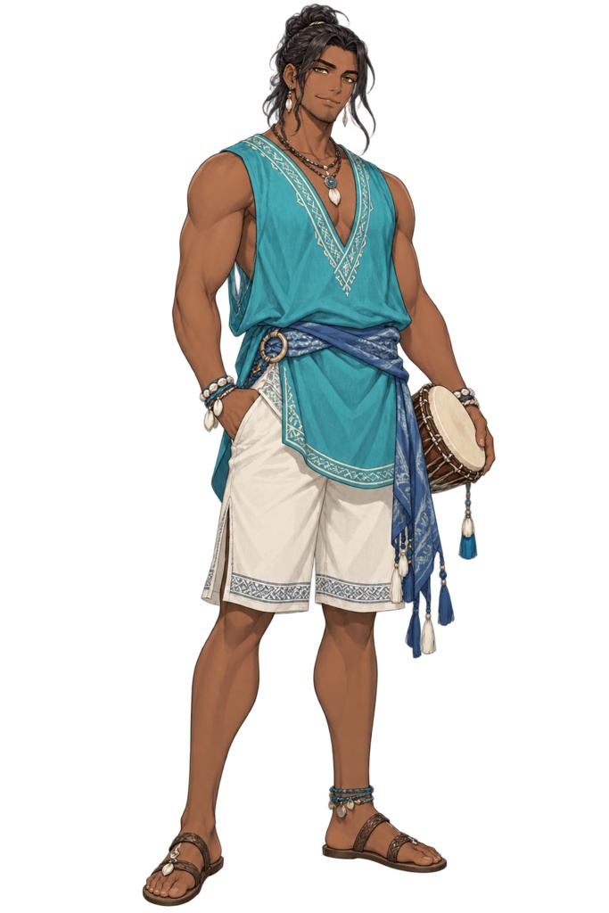 【夏の立ち絵】南島の踊り手アラタ｜全身透過PNG 1点
