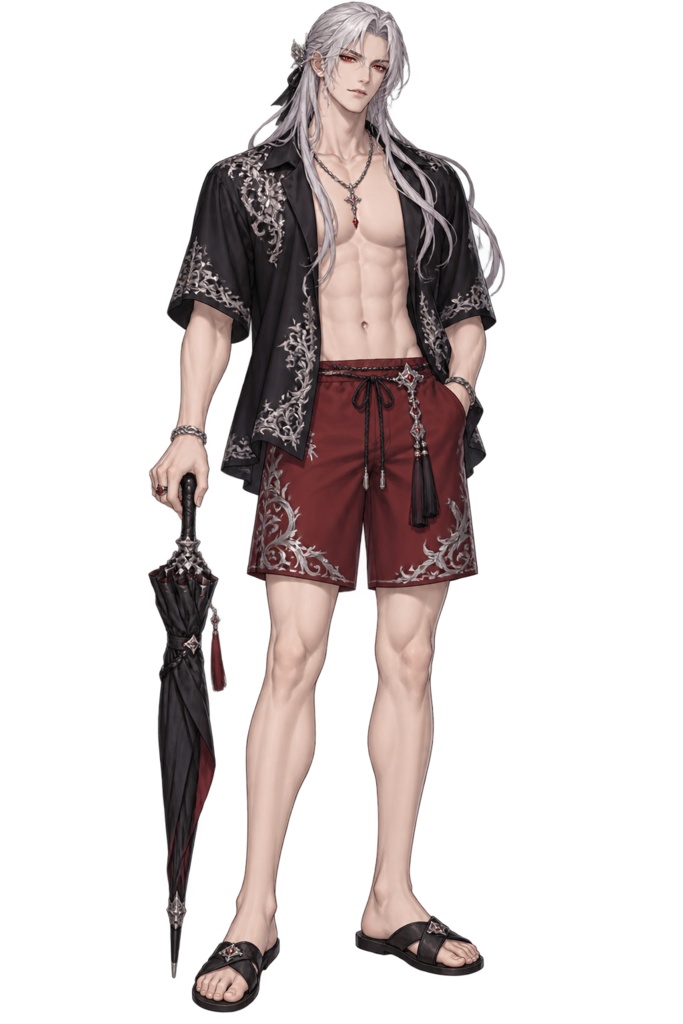 【夏の立ち絵】月影のバカンスルシアン｜全身透過PNG 1点