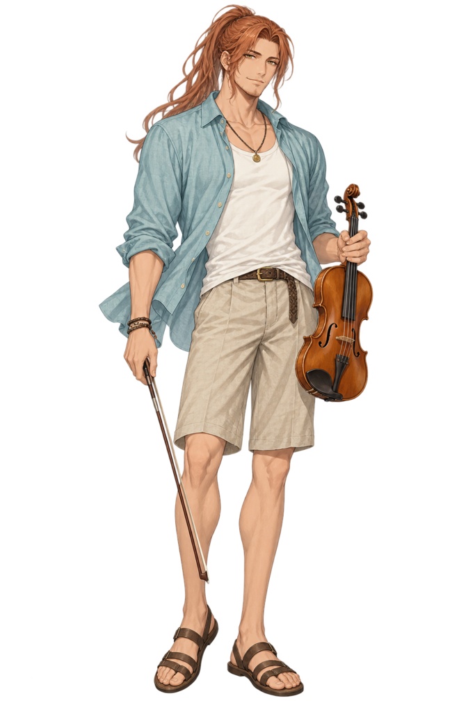 【夏の立ち絵】潮騒のヴァイオリニストラウル|全身透過PNG 1点