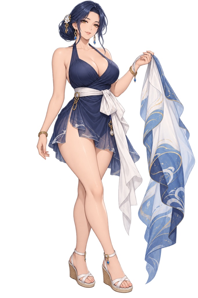 【夏の立ち絵】潮色の染織家アヤメ｜全身透過PNG 1点