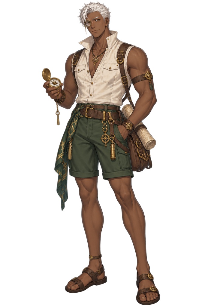 【夏の立ち絵】飛行艇の航海士フェリクス｜全身透過PNG 1点