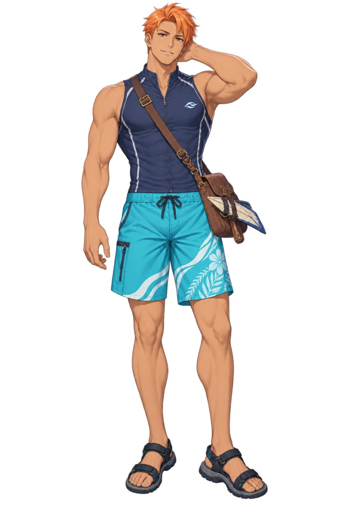 【夏の立ち絵】浮遊島の配達人ゼファー｜全身透過PNG 1点