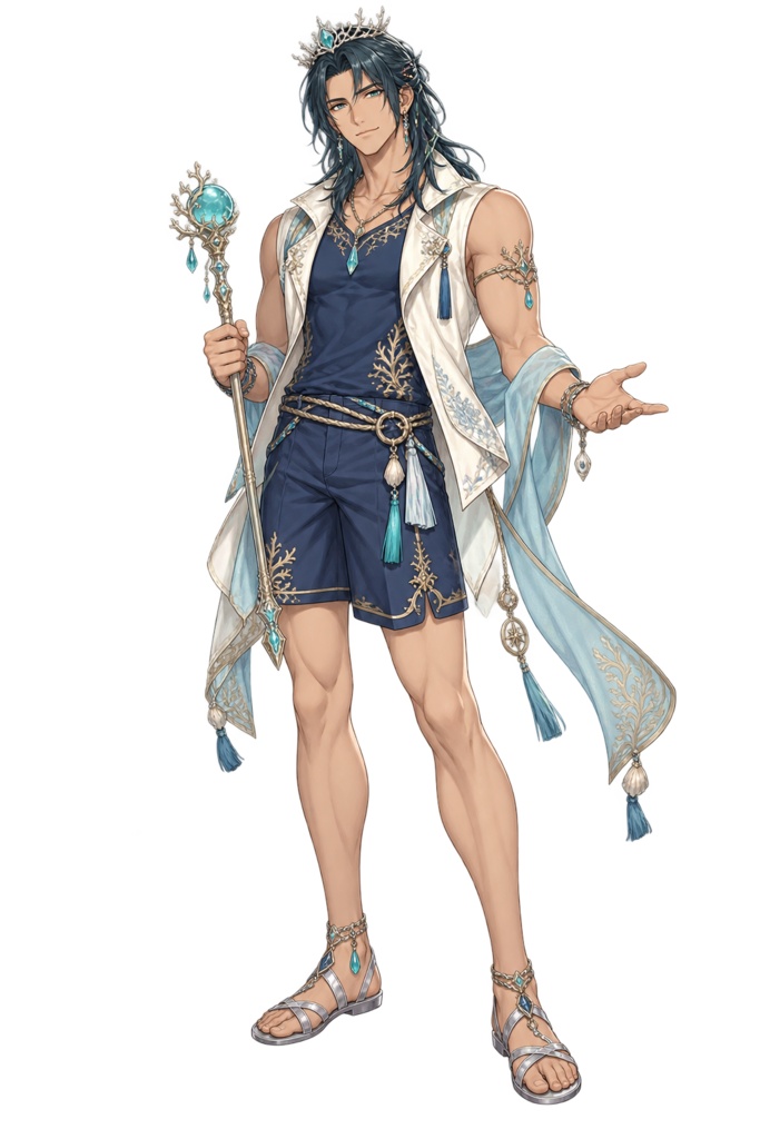 【夏の立ち絵】青珊瑚の王子アズール｜全身透過PNG 1点