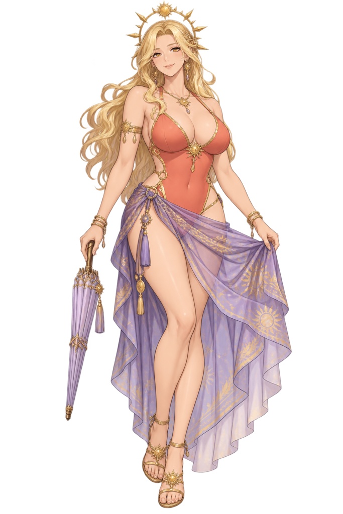【夏の立ち絵】黄昏のリゾート女神エレナ｜全身透過PNG 1点