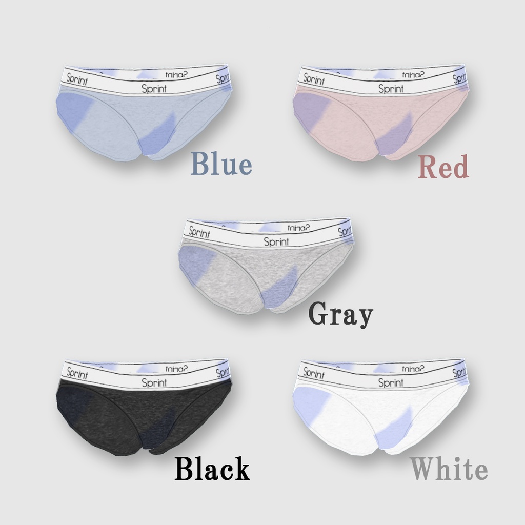 【Vroid】Sports Underwear 5 Color Set / レディース インナー ハーフトップ & ショーツ Vroid 下着