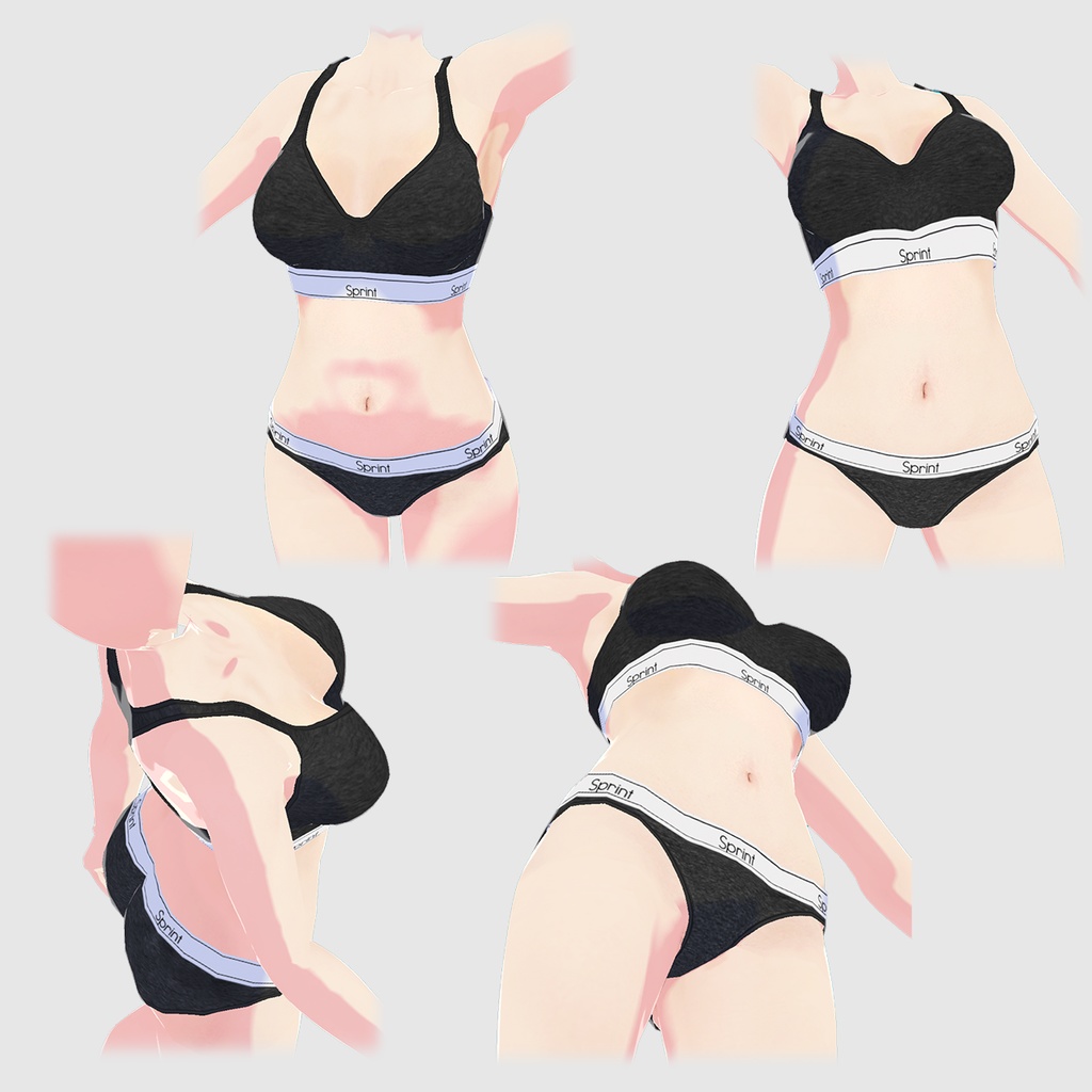 【Vroid】Sports Underwear 5 Color Set / レディース インナー ハーフトップ & ショーツ Vroid 下着