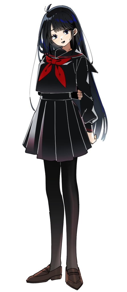 【立ち絵】黒セーラーJK|差分2種【汎用/TRPG・動画等用】