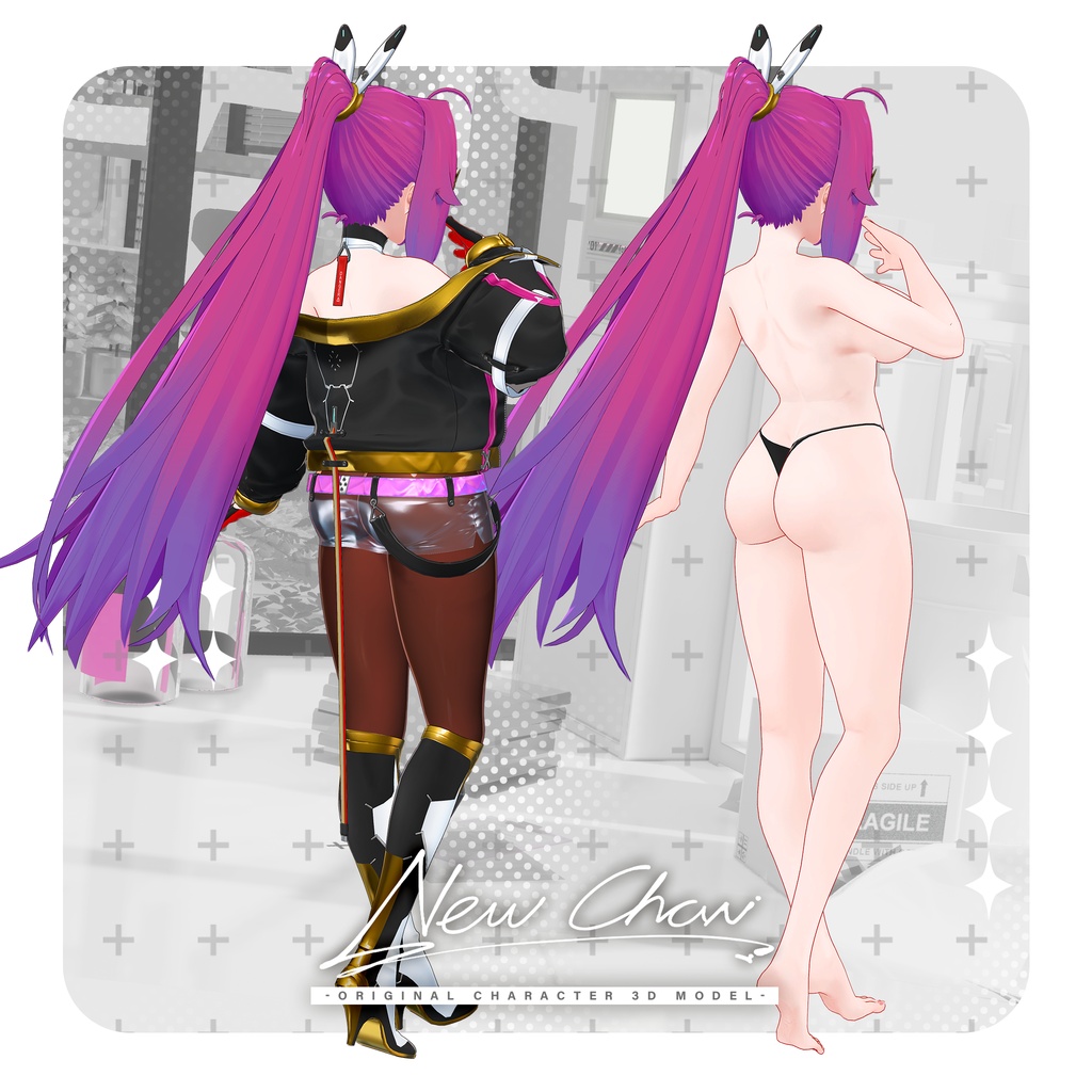 オリジナル3Dモデル 「ニューちゃん (パンクスーツ)| NEW-Chan (PunkSuit)」ver 1.00